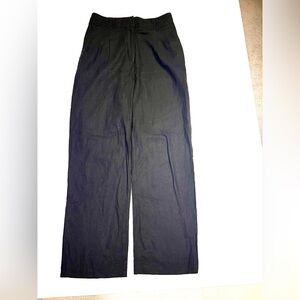 House of Harlow 1960 Linen Black Pleated Tapered Straight Leg Trousers